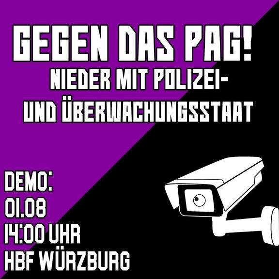 00 Uhr, HBF Würzburg". In der Ecke unten rechts ist ein Clipart einer Überwachungskamera abgebildet.